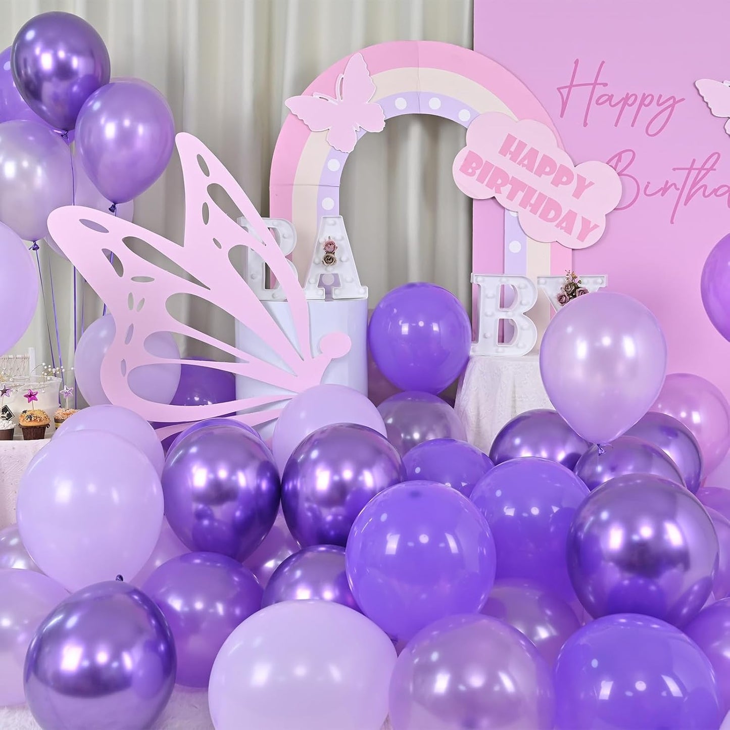 Pink Blue Purple Balloon, 60 Pcs 12 Inches Hot Pink Metallic Purple Teal Yellow Balloons Confetti Balloons for Kids Magic Theme Birthday Decoration Baby Shower Girls Music Party Supplies