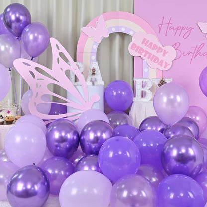 Pink Blue Purple Balloon, 60 Pcs 12 Inches Hot Pink Metallic Purple Teal Yellow Balloons Confetti Balloons for Kids Magic Theme Birthday Decoration Baby Shower Girls Music Party Supplies