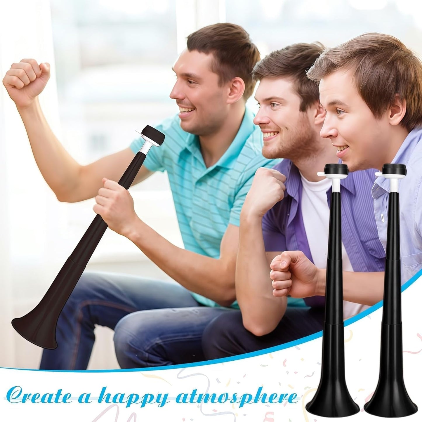 2 Pcs Stadium Horn for Adult, 21 Inch Vuvuzela Plastic Collapsible Cheering Trumpets for Sporting Events Football Carnival Party (Blue)