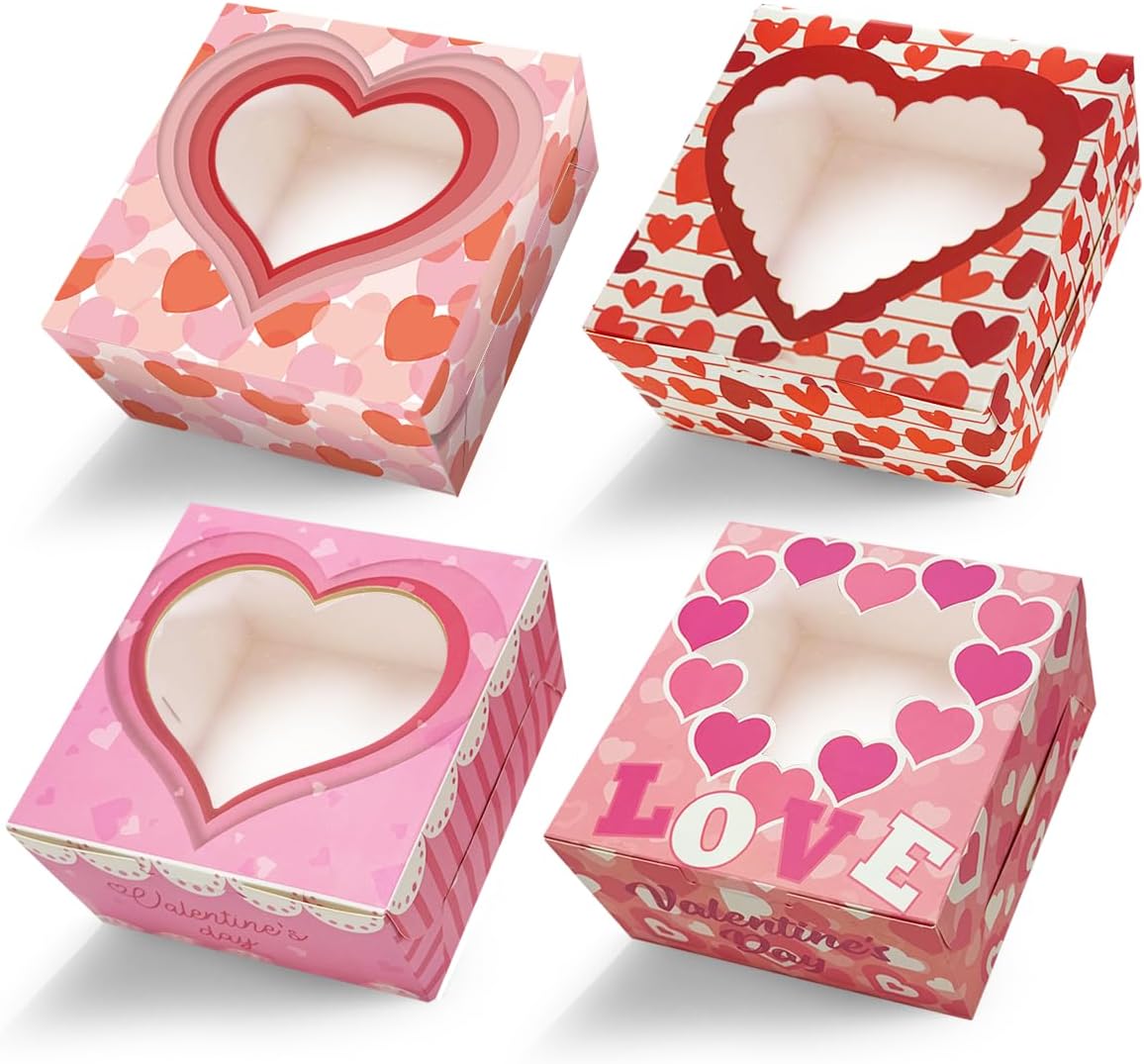 Bakepacker Brown 30-Packs Bakery Boxes with Window 6x6x3 inches Thick & Sturdy Macaroon Pastry Boxes Cookie Boxes for Bakerys