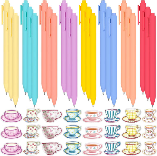 48 Pcs Mini Tea Party Sticky Notes with Pen Cute Tea Cup Notepads Set Floral Tea Party Small Pocket Notebooks Vintage Teapot Party Memo Pad Coffee Cup Self Adhesive Note Pads for School Office Party