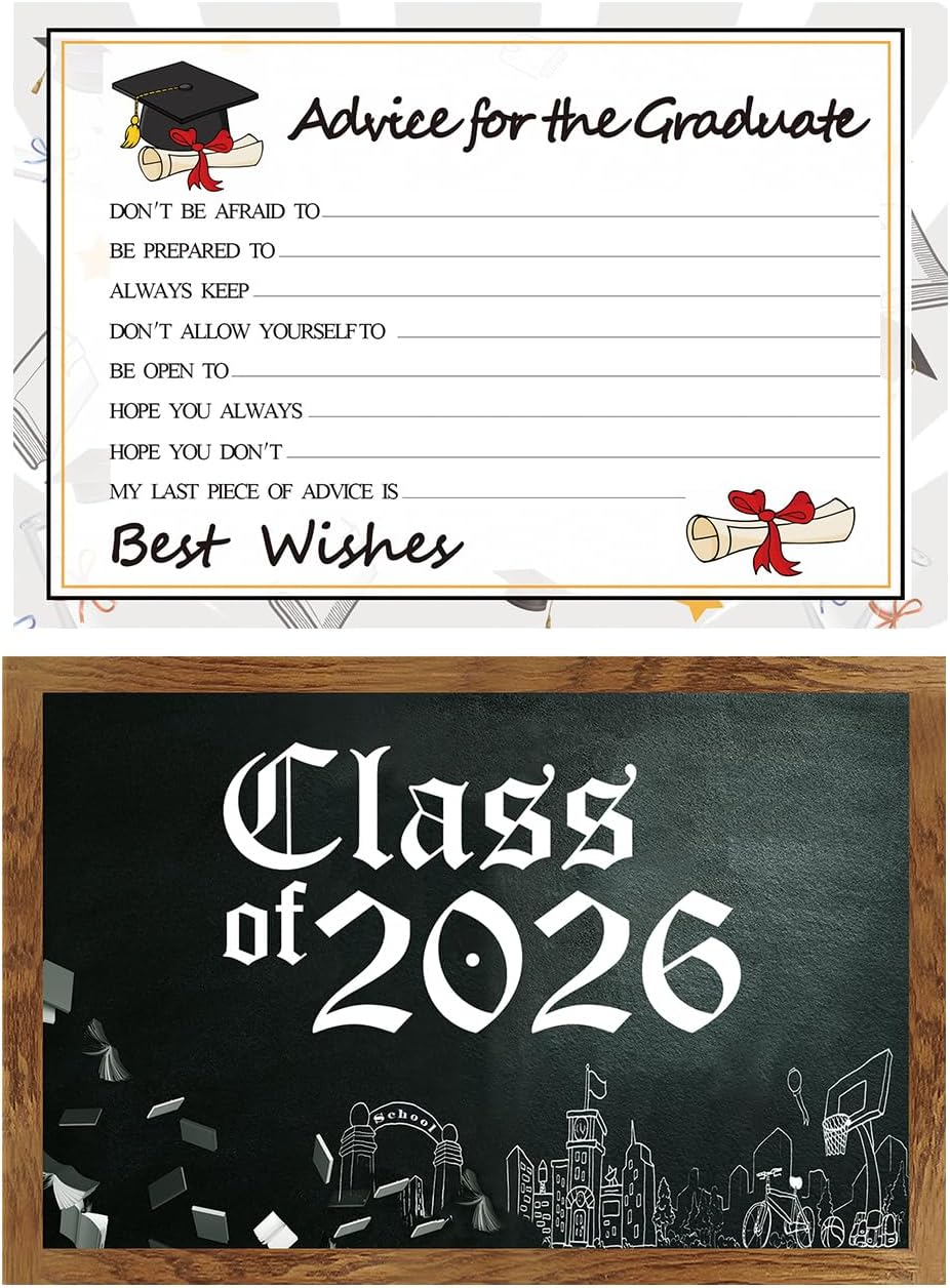 Graduation Advice Cards - 50-Pack Graduate Party Supplies 2026 Advice for the Graduate Decorations Party Favors Table Games Personalized Graduations Cards