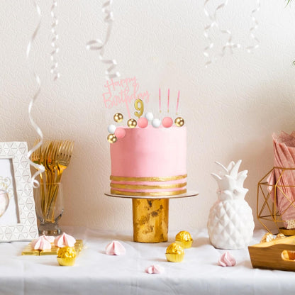 Yerliker 34 Pcs Happy Birthday Cake Toppers Decorations Birthday Candles DIY Cake Decor for Men Women Wedding Anniversary(Gold)