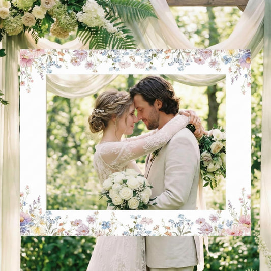 Bucherry 32 x 24 Inches Wedding Photo Booth Props Picture Frame DIY PVC Cutouts Photo Booth Prop Selfie for Bridal Shower Birthday Baby Shower Graduation Party Supplies Favor