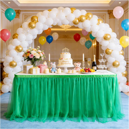THARAHT Tulle Table Skirt 6FT 180CM Long for Rectangle Tables Round Tables Ruffle Desk Skirt for Princess Girls Birthday Party Cake Dessert Decorations Table Skirt