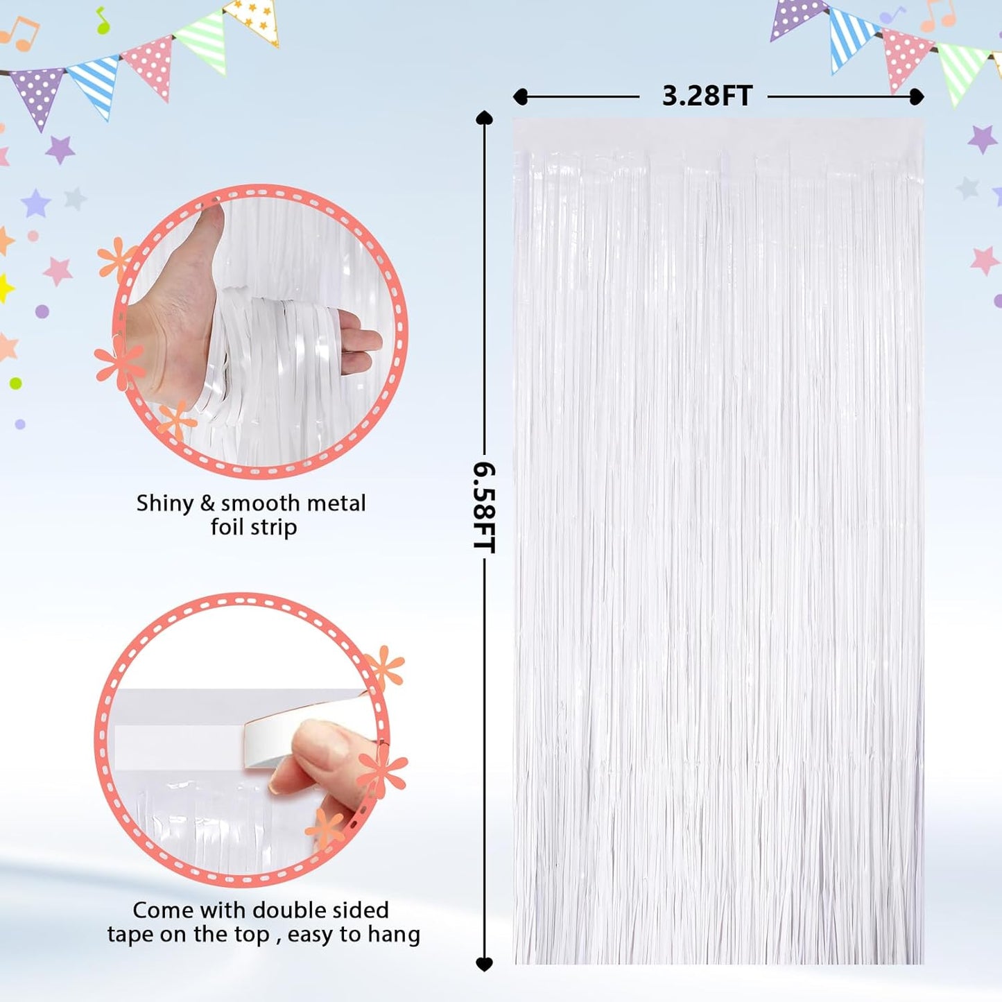 GCB 2Pack Black Metallic Tinsel Foil Fringe Curtains, Black Foil Curtain Backdrop, Photo Booth Props for Birthday Wedding Baby Shower Bachelorette Xmas Celebration Party Decorations Door Streamers