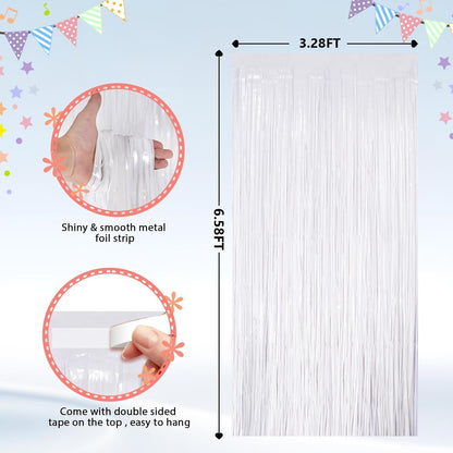 GCB 2Pack Black Metallic Tinsel Foil Fringe Curtains, Black Foil Curtain Backdrop, Photo Booth Props for Birthday Wedding Baby Shower Bachelorette Xmas Celebration Party Decorations Door Streamers