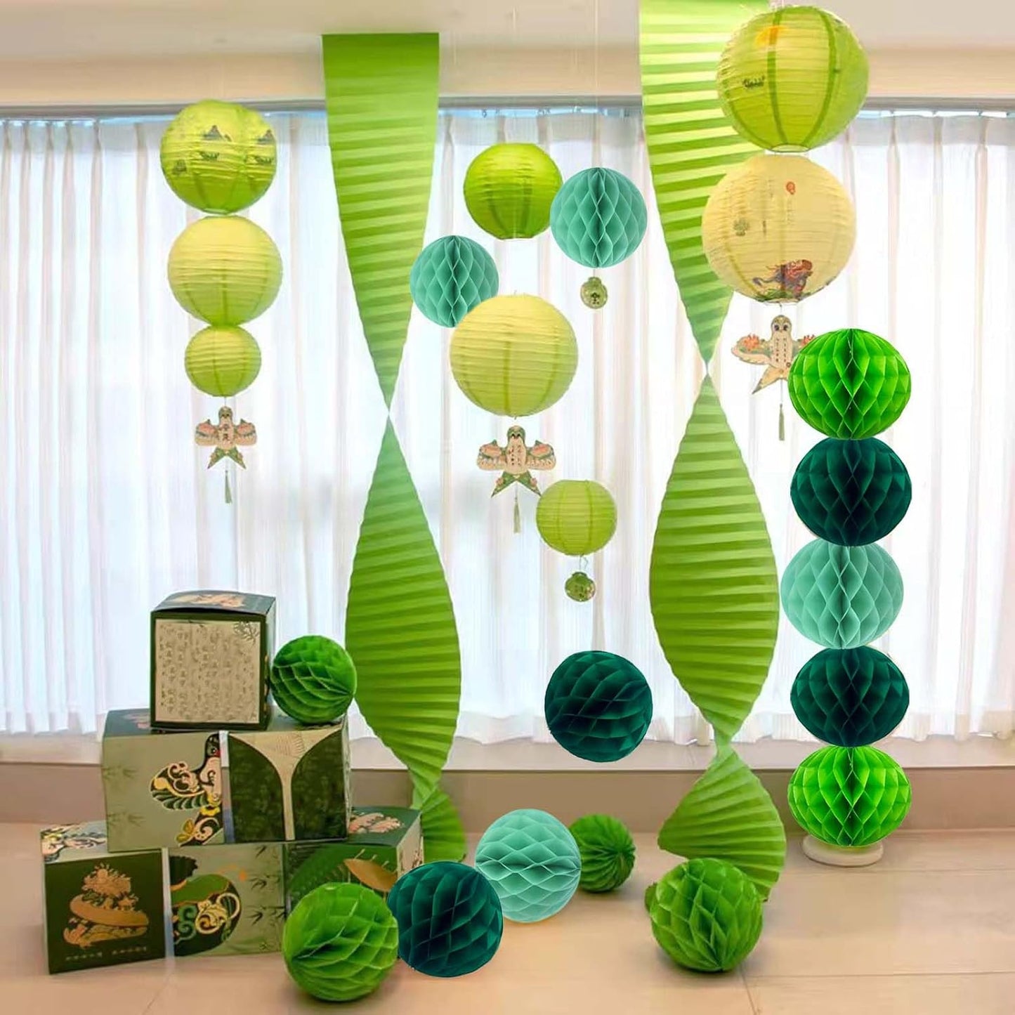 Rainbow Paper Honeycomb Balls,6 and 10 inch Hanging Tissue Pompoms,12 Pack Party Decorations