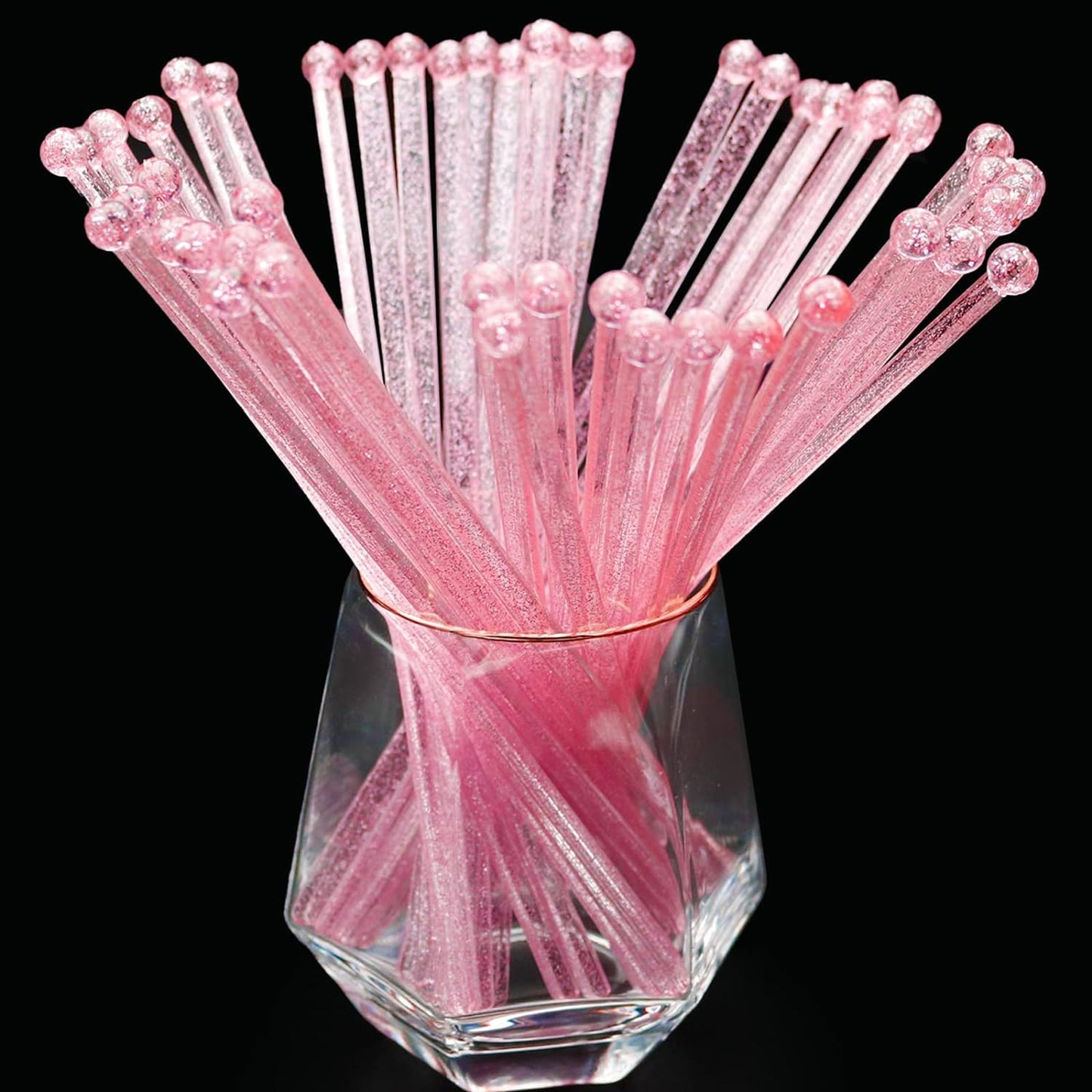 hapray 100-PCS 5 Colol Plastic Swizzle Sticks, Crystal Cake Pops, Cocktail Coffee Drink Stirrers, Stir Sticks, 7.24 Inch (Pink, Yellow, Blue, Purple, Green)