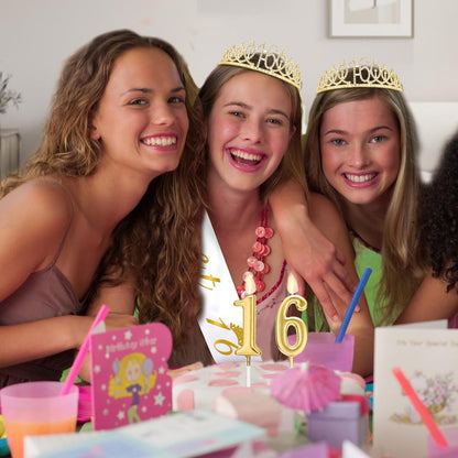 21st Birthday Decorations for Her with 21st Birthday Sash and Crown, Candles Gold, Gifts for 21 Year Old Girls