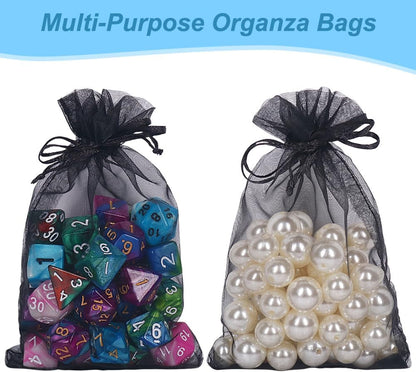 HRX Package 100pcs White Organza Bags, 4x6 inch Mesh Bags Drawstring Gift Bags Jewelry Pouches for Candy Wedding Favors Christmas
