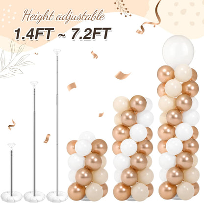 Jenaai 2 Sets 163 Pcs Pink Metallic Rose Gold Balloons Column Stand Kit Bridal Party Latex Balloons Adjustable Tower Stand for Graduation Bridal Shower Wedding Engagement Mothers Day Birthday Decor