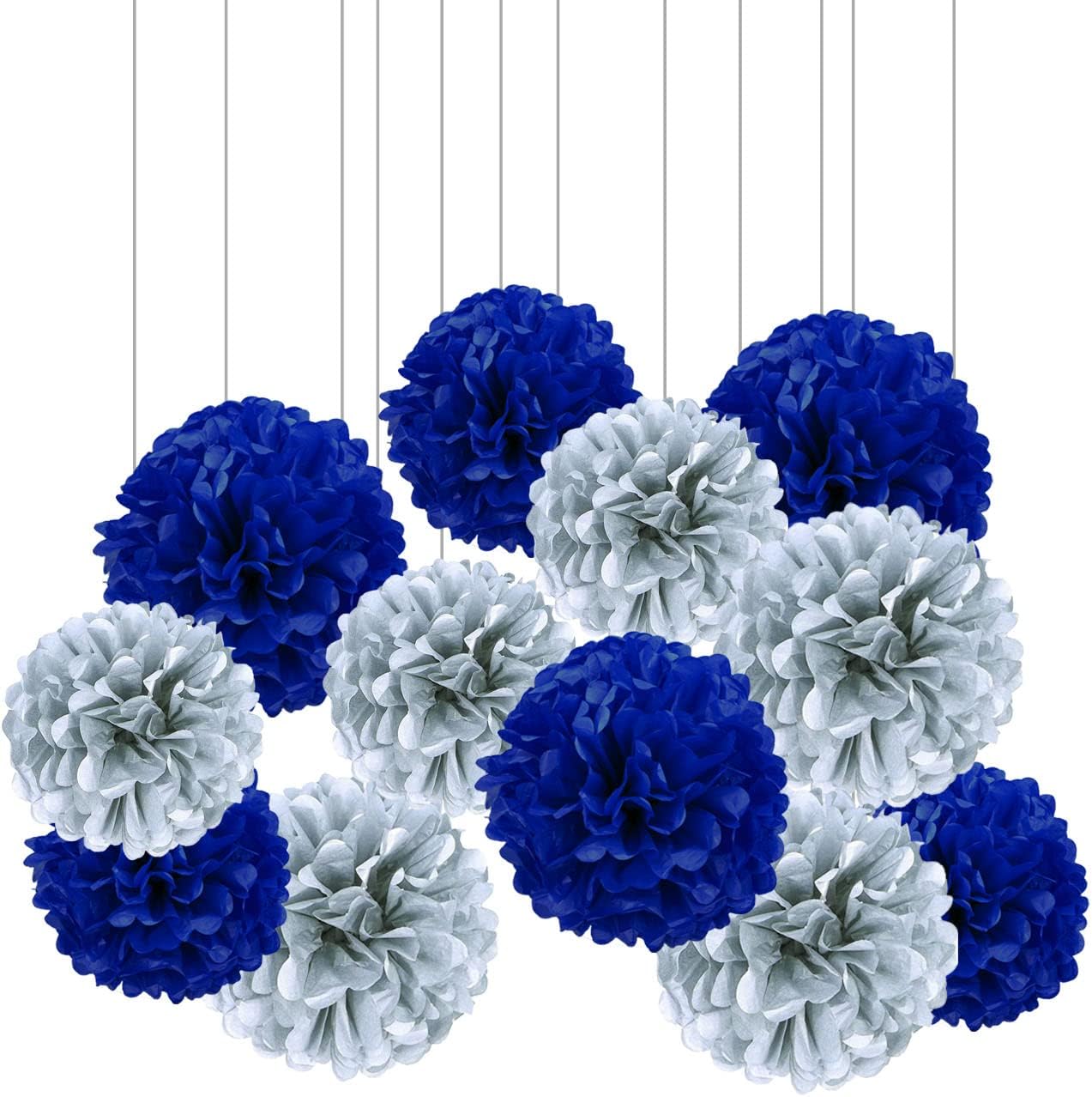 XIKSXITN 12 pc Rose Gold Gradient Tissue Paper Pom poms-Hanging Gold Dot White Paper Pom Poms Paper Flowers Ball for Party Decorative(8&10&12 inch)