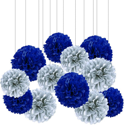 XIKSXITN 12 pc Rose Gold Gradient Tissue Paper Pom poms-Hanging Gold Dot White Paper Pom Poms Paper Flowers Ball for Party Decorative(8&10&12 inch)