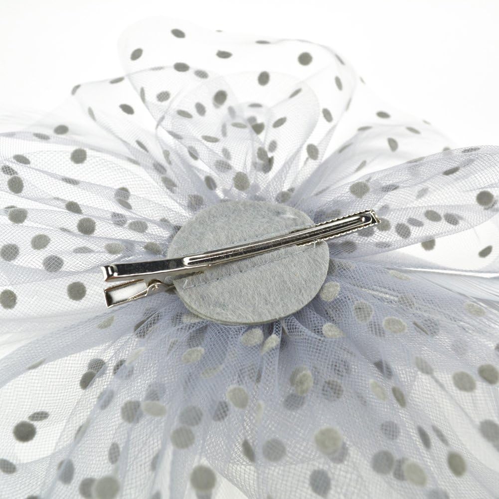DRESHOW Fascinators Hat Flower Mesh Ribbons Feathers on a Headband and a Clip Tea Party Headwear for Girls and Women - Colors A