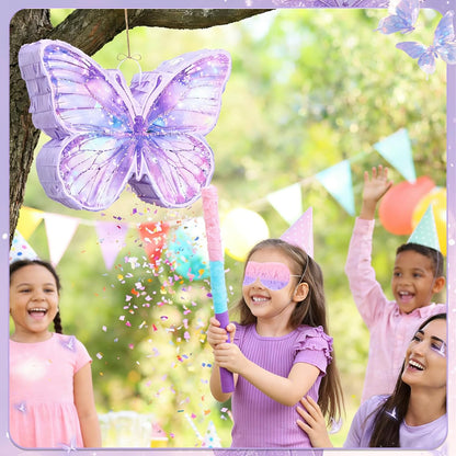 VioraWhite Fairy Piñata Princess Birthday Decorations Fairy Party Piñata Set with Stick and Blindfold for Girls Kids Butterfly Birthday Party Game Decorations Supplies