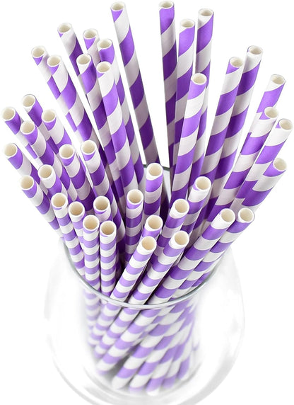 Disposable Paper Straws Solid Green - 7.75'' x 0.24'', 100 Counts - for Drinking, Beverage, Juice, Soda, Bar Supplies