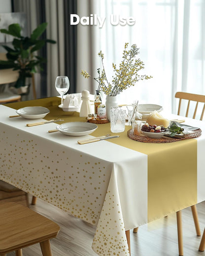 Pureegg Plastic Table Cloth 10 Pack, 54 x 108 Inch Disposable Table Cloths for Party, Picnic and Wedding, Rectangle, White - Colors A