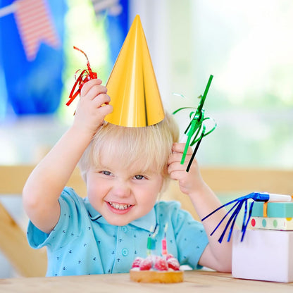 24 PCS Party Cone Hats DIY Birthday Paper Cone Hats for Kids and Adults Birthday, Baby Shower, Bridal Shower