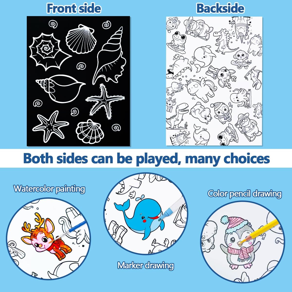 BAOXUE Scratch Art for Kids, Mermaids Black Rainbow Scratch Paper Set-Arts And Crafts & Supplies, DIY Activity & Party Games, Mermaid Toys Gifts for Toddlers, Girls