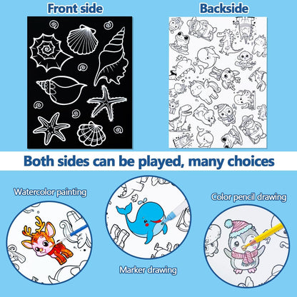 BAOXUE Scratch Art for Kids, Mermaids Black Rainbow Scratch Paper Set-Arts And Crafts & Supplies, DIY Activity & Party Games, Mermaid Toys Gifts for Toddlers, Girls