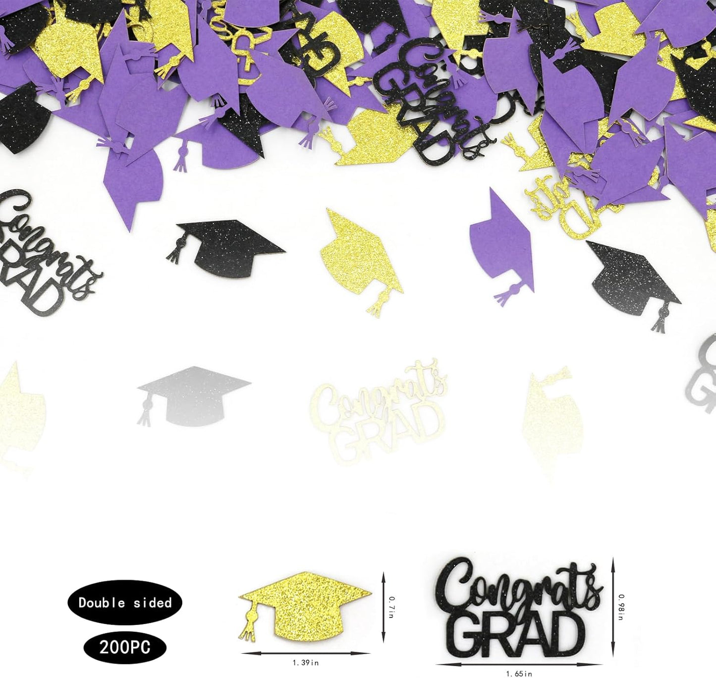 200PC Gold Graduation Confetti Class of 2026 Congrats Grad Confetti for Table Grad Cap Scatters for Graduation party decorations 2026