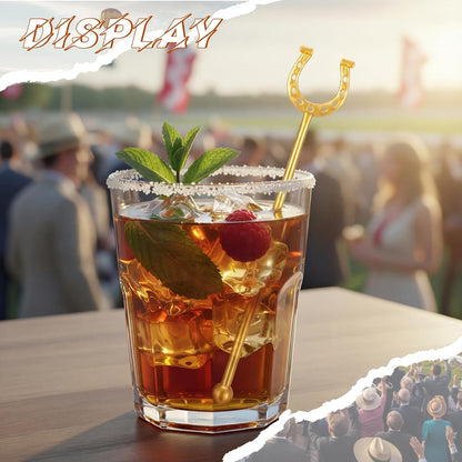 6 Inch Derby Drink Plastic Stirrers Swizzle Sticks for Cocktails Coffee Reusable U Shaped Horseshoe Drink Stirrers for Coffee Beverage Party Bar Weddings Events(Gold,30 Pcs)