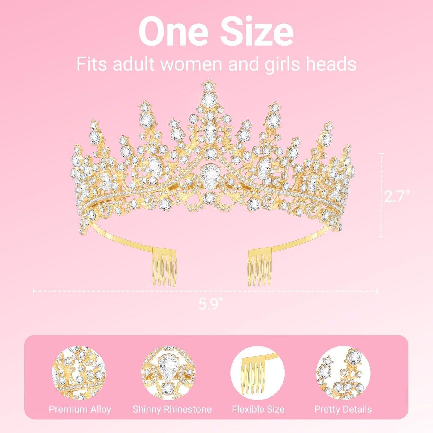 Birthday Tiara and Crown with Sash, Birthday Tiara for Women Party Silver