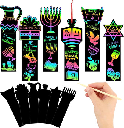 JUNEBRUSHS 30Pcs Ocean Crafts, Rainbow Magic Ocean Animals Scratch Bookmarks Under The Sea Party Favors Games for Activities Summer Arts and Crafts