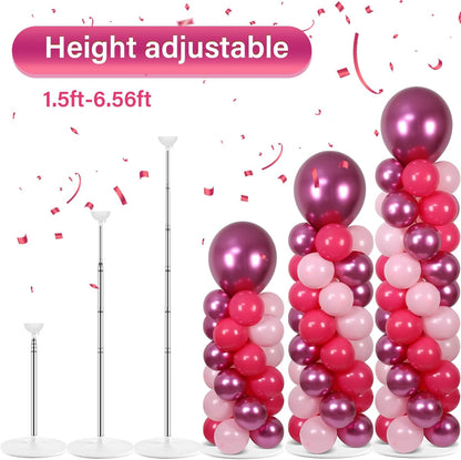 2 Set Black and Gold Balloons Column Stand Kit with 100 Balloons Adjustable Balloon Stand with Bases for Floor Black Gold Confetti Balloon Column Kit for Bridal Shower Valentine Birthday Party Decor
