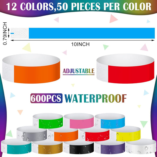 Epakh Paper Wristbands Neon Wrist Bands Waterproof Handbands for Events Lightweight Concert Wristbands Neon Colored Adhesive Wrist Band for Party