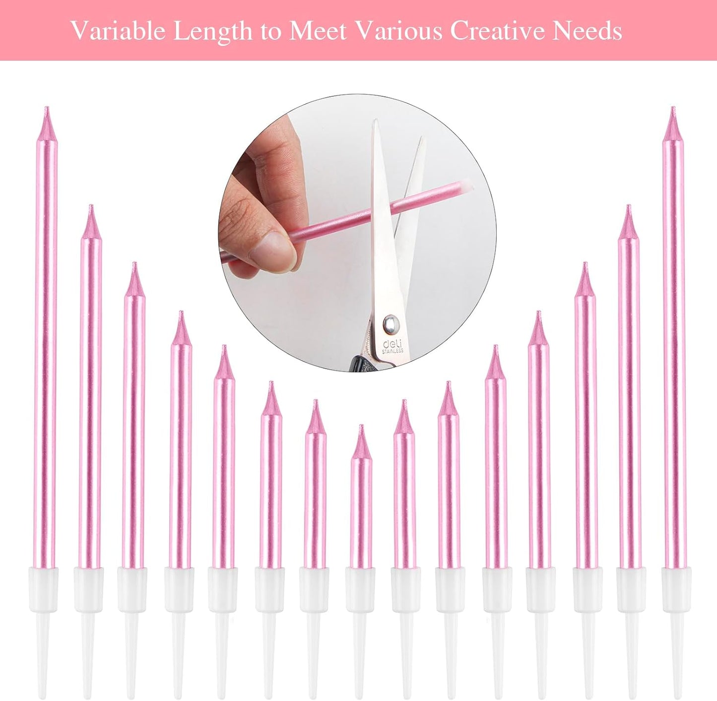 BEAN LIEVE 30-Count Champagne Gold Long Thin Metallic Birthday Candles, Cake Candles, Birthday Parties, Wedding Decorations, Party Candles, Cake Decorations