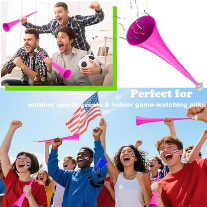 Collapsible Stadium Horn 24 Inch Vuvuzela Noise Makers Plastic Cheering Trumpet Blow Horns Noisemakers for Sporting Events Football Games School Sports Party Supplies Favors Accessories