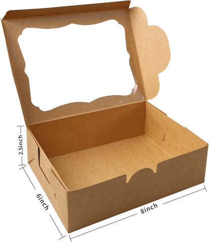 50pcs 8x5x2 Inch White Bakery Boxes Cookie Boxes with Window Treat Boxes Dessert Boxes for Cookie,Pastry,Macaron,Donut,Muffins,Chocolate,Cupcake and Candy Gift Giving