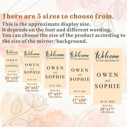 Custom Name Welcome to Our Wedding Signs Personalized Wedding Mirror Decals Selfie Mirror Decal for Wedding Entry Reception Display Golden Date Marriage DIY Vinyl Lettering Welcome Party Decoration