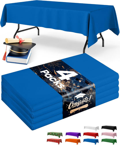 Niuara White Plastic Table Cloth - 4 Pack 54" × 108" Rectangle Disposable Tablecloths for 6FT Tables, Table Cover for Party, Holiday & Gathering Use