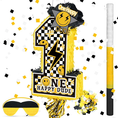 Baseball Piñata with Blindfold Bat for Birthday Party Softball Paper Piñata Sports Balls Confetti Baseball Party Supplies for Birthday Party Decorations 13.19 x 13.19 x 3 Inch(Cool)