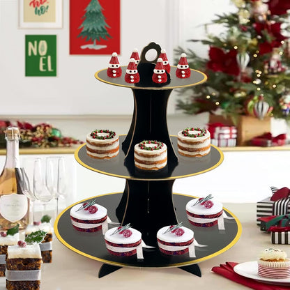 Soleebee 3-Tier Round Cupcake Stand, Cardboard Cupcake Tower, Dessert Cup Cake Stand Tower for Birthday Wedding Party Decoration, Cupcake Tier Stand 1 Set (Hot Pink)