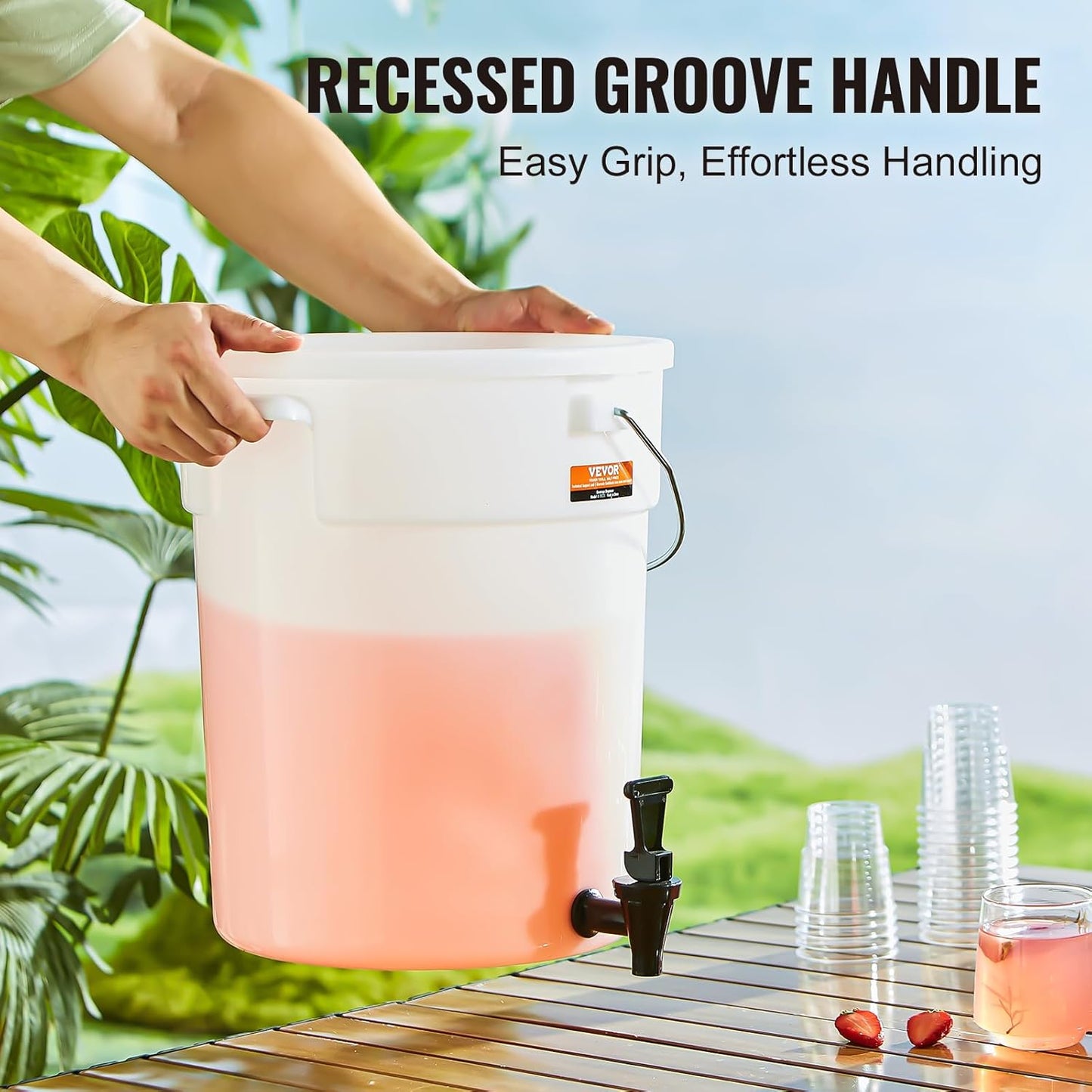 VEVOR Beverage Dispenser, 5 Gallon *2 Drink Dispensers for Parties, Plastic Juice Dispenser with Spigot and Lid, Iced Tea Lemonade Juice Water Dispenser, for Restaurants, Hotels, Parties, 2 Pack