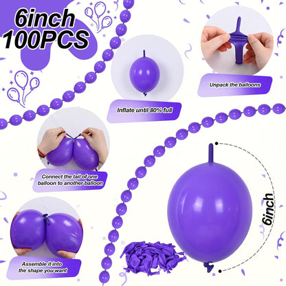 Gold Quick Link Balloons, 60PCS Linking for Balloon Wall Arch Chains, 6inch Linkable for Wedding Birthday Baby Shower Engagement Graduation Party Decorations