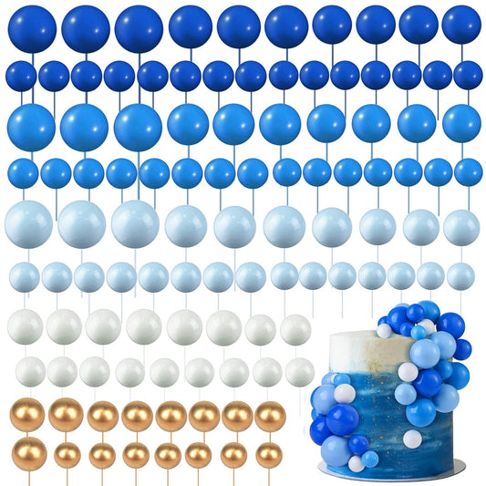 108 Pcs Graduation Balls Cake Topper DIY Cupcake Insert Foam Balloons for Cake Baking Wedding Anniversary Birthday Decoration(Gold,Multi Sizes) - Colors A