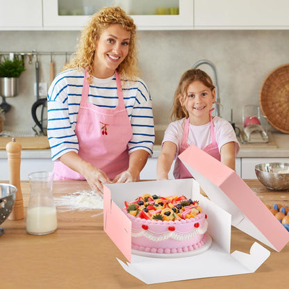 12Pcs 8x8x8 Inches Cake Boxes, Pink Square Bakery Boxes with Window, Disposable Cake Carrier Container for Pastries, Pie, Cookies, Chocolates, Cupcakes, Birthday Party, Wedding