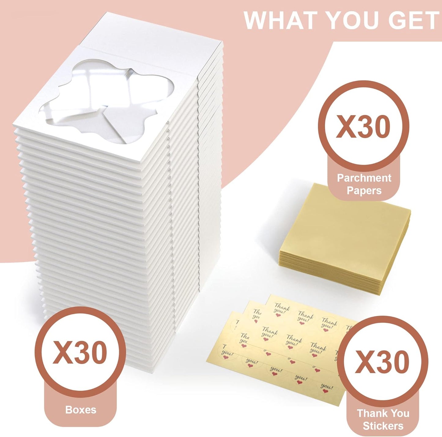 20 Pack Cookie Boxes for Gift Giving – 6X6X3 Inches Bakery Boxes with Window - Extra Thick Small Cookie Containers for Treats, Desserts, Strawberries, Cupcakes, Candy, Charcuterie, Baked Goods, Pastry