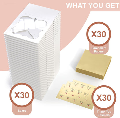 20 Pack Cookie Boxes for Gift Giving – 6X6X3 Inches Bakery Boxes with Window - Extra Thick Small Cookie Containers for Treats, Desserts, Strawberries, Cupcakes, Candy, Charcuterie, Baked Goods, Pastry