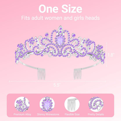 Birthday Tiara and Crown with Sash, Birthday Tiara for Women Party Silver
