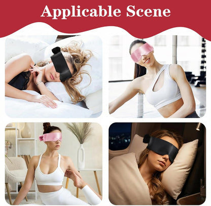 Tyqour 2 Pcs Soft Silk Blindfold for Adult Couples, Satin Blind Folds for Adult Play, Adjustable Blindfold for Party Games, 59 Inch V-Shaped Blackout Sleep Mask for Women Men Gift (Black, Pink)
