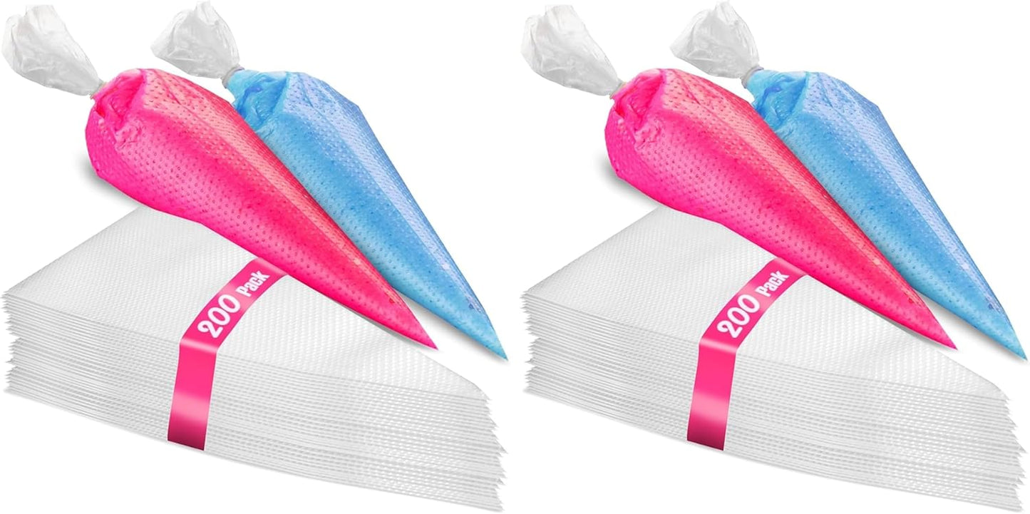 Set of 200 - Anti Burst Piping Bags 12 Inch - Prestee Tipless Icing Bags - Durable Frosting Piping Bag Tools - Pastry and Cookie Decorating Supplies
