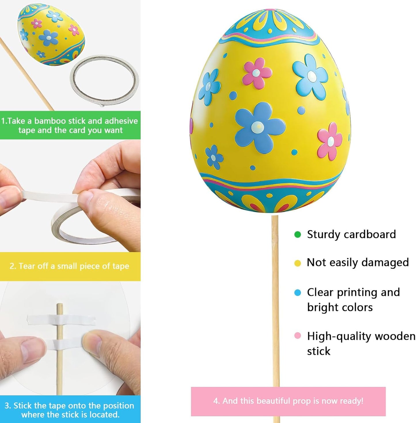 40pcs Happy Easter Photo Booth Props Photo Frame with Bunny Decorations for Spring Photography Easter Selfie Picture Props