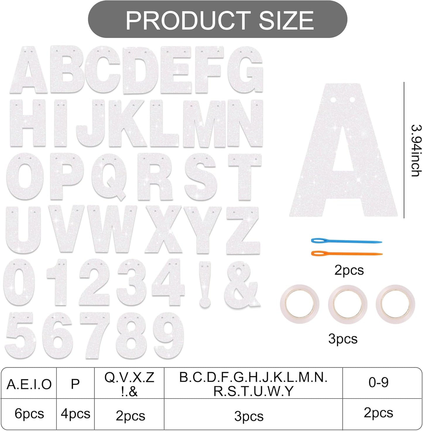 BEISHIDA 116 PCS A-Z DIY Letter Banner Kit Make Your Own Banner Including 111 Letters and Numbers 3 Rope and 2 Threading Device,Customized for Birthday Graduation Wedding Decor Black