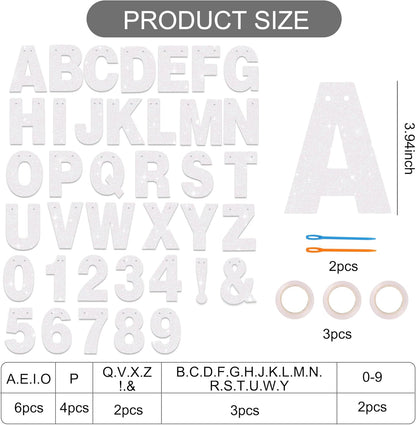 BEISHIDA 116 PCS A-Z DIY Letter Banner Kit Make Your Own Banner Including 111 Letters and Numbers 3 Rope and 2 Threading Device,Customized for Birthday Graduation Wedding Decor Black